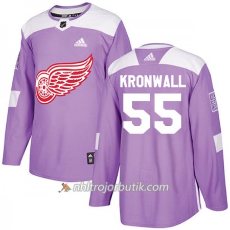 Män Ishockey Detroit Red Wings Tröja Niklas Kronwall 55 Adidas 2017-2018 Lila Fights Cancer Practice Authentic